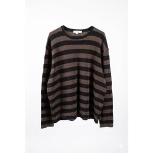 Calvin Klein Men's Striped Crewneck Sweater Brown Black XL Extra Large Knit
